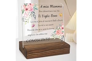 XIOABRE Regalo Mamma Regalo Festa Della Mamma Regalo Per Mamma Regali Mamma Regali Per La Mamma Idea Regalo Mamma Compleanno Placca Acrilica Con Base In Legno Idee Mamma Natale Regali Per Mamma Natale