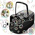 Bubble Machine, Automatic Bubble Blower Electronics Bubble Maker for Kids 10000+ Bubbles Per Minute with 2 Speeds, 8 Wands,Plug-in or Batteries Bubbles Toy for Outdoor/Indoor Party Birthday (Black)
