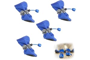 TUNKNEW Dog Shoes Dog Boots Anti-slip Dog Socks Paws for Injured Paws, Waterproof Outdoor Dog Paw Protectors with Adjustable Reflective Straps for Walking, Anti Slip Sole Dog Shoes for Small Medium Dogs 4Pcs