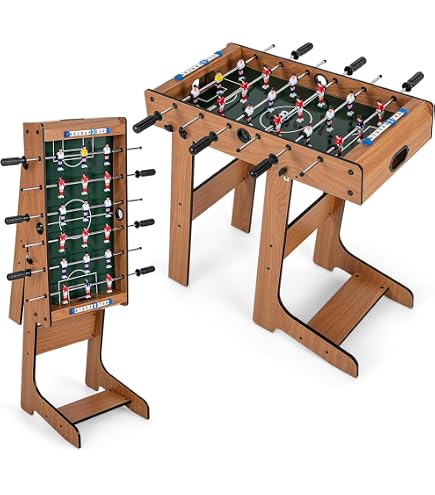 HOMASIS Tavolo 4 In 1 In Legno – Biliardino, Biliardo, Hockey Su Aria E Ping Pong – Piani Sovrapponibili, Accessori Inclusi – Ideale Per Famiglie E Sale Giochi