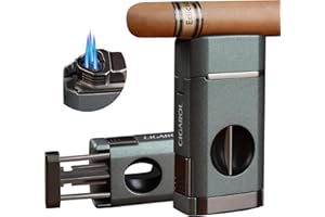 CIGAROL Mechero, 3 Llama Mechero Puros con Corta Puros en V, Mechero Soplete Cocina - No Contiene Gas, Regalo Dia del Padre (Verde)