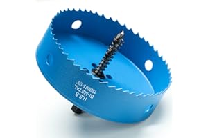 HOME COMPOSER Otwornica 130 mm, stal szybkotnąca HSS M42, bimetalowa, otwornica z trzpieniem sześciokątnym i wiertłem do drewna, suchej zabudowy i blachy metalowej, 1 sztuka, niebieska