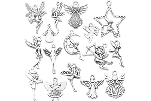Plstod 64 pezzi ciondoli per bomboniere, ciondolo portafortuna, ciondoli a forma di angelo custode, ciondoli per bracciali, portachiavi, collana, gioielli, accessori artigianali, orecchini fai da te