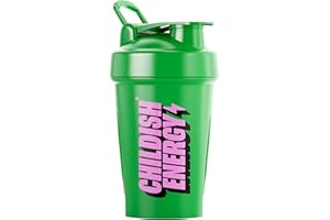 Childish Energy Drink Shaker Bottle - Shaker Bottle for Energy Drink Powder and Lump-Free Shakes - Leak-Proof & Sturdy Gym Shaker Cup - Protein Mixer to Stay Energised - 400ml/13.5oz, Green