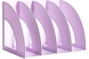 aghoer Portariviste da Scrivania, Portariviste con 4 Scomparti, Portariviste Pieghevole, Plastica Organizer per Documenti, Portariviste per File a 4 Scomparti, per Documenti Riviste Libri, Viola