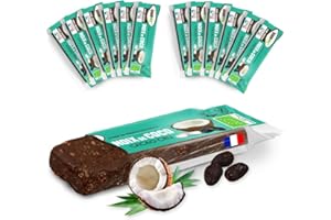 Gourmiz barres de fruits - 12 x 35gr, barre glucidique énergétique bio, dattes, noix de coco, cacao cru, snacks vegan, sport, sans gluten, encas gourmand, sans sucre ajouté