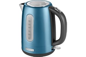 SENCOR bollitore elettrico SWK 1772BL Bollitore elettrico piccolo in acciaio inossidabile con filtro rimovibile, bollitore acqua elettrico capiente 1,7 L, kettle spegnimento automatico (Blu)