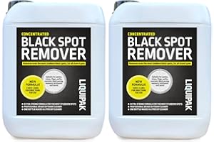LIQUIPAK Black Spot Remover Patio Cleaner 2x5L - New Formula! Concentrated Outdoor Cleaner for Lichen, Algae & Stubborn Stains - Use on Paving Slabs, Stone, Concrete, Brick & Driveways - Professional Formula
