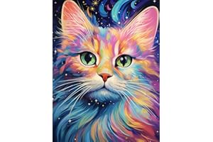 jieyisier Diamond Painting Adulte Chat,Diamond Painting Animaux,Peinture Diamant Convient Pour la Décoration Murale à la Maison,Peindre Avec Famille et Amis（30x40 cm）