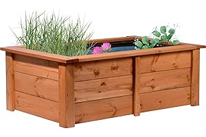 dobar® 29246FSCe Kubus - laghetto da Giardino in Robusto Legno Massiccio, 200 l, per Giardino/terrazze/balconi, laghetto da Giardino con Pellicola per laghetto, 120 x 72 x 42 cm, Colore: Marrone