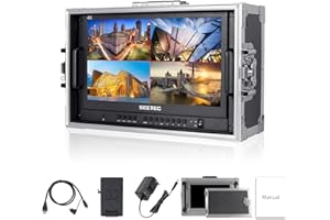 SEETEC ATEM156-CO 15.6 Inch Live Streaming Carry-on Broadcast Director Monitor with 4 HDMI Input Output Quad Split Display for ATEM Mini Video Switcher Mixer Pro Studio Television Production