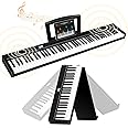 TERENCE Foldable Digital Piano 88 Semi-weighted Keys Full Size Electric Piano Keyboard with 1800mAh Rechargeable Battery 10W Speakers Display Function Keys Support MIDI Bluetooth Sticker Bag