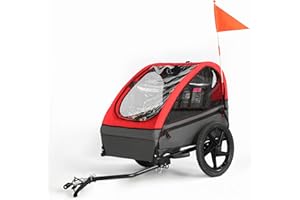 Fiximaster Remorque de vélo pour Enfant de 1 à 2 Enfants, siège Ergonomique, Montage Facile, Pliable, avec pneus pneumatiques et Sacs de Rangement