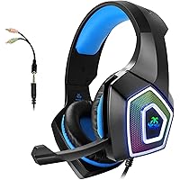 Gaming Headset with Mic for Xbox One PS4 PC Switch Tablet Computer Smartphone, Headphones Stereo Over Ear Bass 3.5mm…