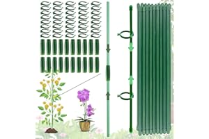 FENGJIAHUI (120PCS) Pflanzenstütze, Rankhilfe, 20 Stück Pflanzenhalter, mit 40 Karabinern Ausgestattet, mit 20 Verlängerungsrohren, Pflanzenstützen, Rankhilfe zimmerpflanzen Kunststoff, Pflanzstab