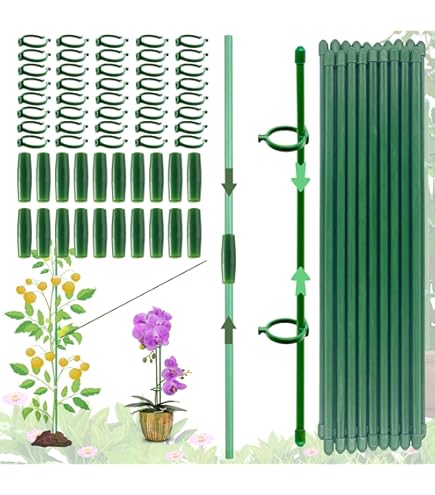 6-tlg. Rankhilfe Set 100cm - Pflanzenstützen Mit Klammern Für Zimmerpflanzen