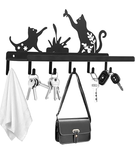 Portachiavi Da Parete Bebochoi 'Sweet Home' – 5 Ganci In Ferro Nero, Carico 3 Kg, Elegante Decorazione Per Ingresso E Soggiorno, Resistente All'acqua