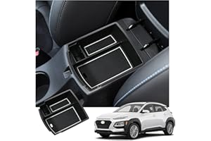 RUIYA Hyunda i Kona Hybrid 2018-2020 Centre Console Tray Armrest Organiser with Anti-Slip Mats Hyunda i Kona Accessories (White)