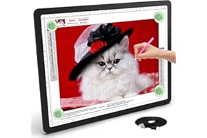 TSOCOS A4 Light Box for Tracing, 11000Lux Super Bright Diamond Art Light Board with Side Physical Buttons & 6 Levels of Brightness, 3 Colors Light pad Lightbox for Drawing, Diamond Painting