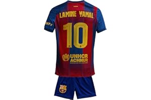 Qycksouth Ard Yamal Children's Jersey Set for Boys Girls - Barcelona Style Jersey with Shorts - Breathable & Comfortable - Sizes 128 to 176 - Fan Gift Idea