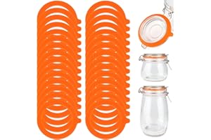 FAMCUCHE Lot de 30 Joint Le Parfait En Silicone, 69 X 92 Mm Interchangeables Pour Bocaux, Caoutchouc Pour Couvercle à Pince En Verre (Orange)