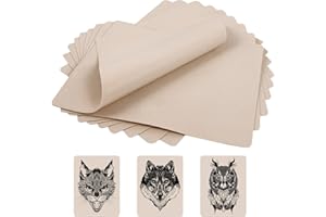 EMALLA Peau Synthétique Tatouage, 12 Pièces Fausse Peau Tatouage 19 * 14cm Double Face Peau de Pratique de Tatouage pour Kit Tatouage et Tatoueurs