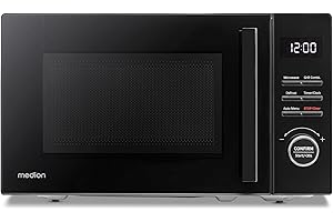 MEDION Micro-ondes avec gril (20 litres, 800 watts de puissance micro-ondes et 1000 watts de puissance gril, 9 programmes automatiques, 5 niveaux de puissance, minuterie 95 minutes, plateau tournant,