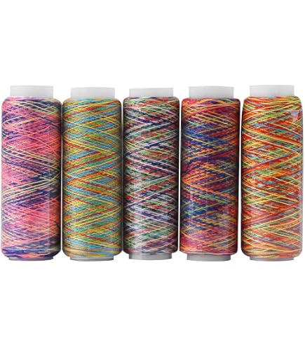 Gutermann Mara Nähgarn Mehrfarbig – 2 Spulen à 1000 M, Polyester Corespun | Für Ziernähte & Dekoration