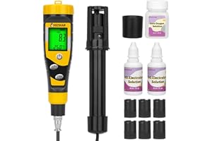 UIUZMAR Testeur D'oxygène Dissous Portable - Kit de Test D'oxygène Dissous avec Électrode de 3,6 Pieds - Pour Bassins, Aquariums, Aquaculture avec Plage de Mesure 0,0-40,0 mg/L