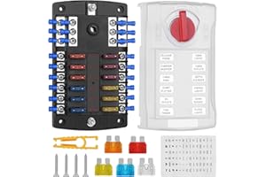 Jtron Boîte à fusibles de voiture 12 V avec fusible ATC/ATO Blade Porte-fusibles LED Voyant LED Couvercle en plastique pour voiture Car Boat Marine RV