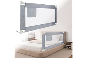 Kuro-sagol Bettgitter 200 cm Rausfallschutz, Babybett Gitter, absenkbar mit Aufbewahrungstasche, für Babybett, Kinderbett und Elternbett, universell einsetzbar