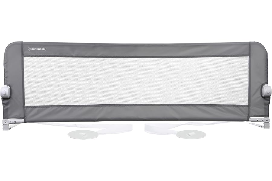 Dreambaby Nicole Bed Guard Rail for Toddlers - Extra Wide 150cm & Extra Tall 50cm - Fits up to King Size Beds - Easy Assembly, Washable Cover