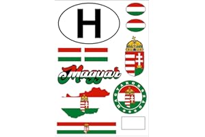 aprom Ungarn Aufkleber Karte Stickerbogen - PKW Auto Motorrad - Biker Fahne Tuning - Auslandskennzeichen - Urlaub - Banner 17 x 24 cm