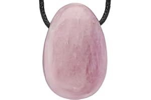 Lebensquelle Plus Pendentif en Forme de Goutte Kunzite - Avec Cordon en Coton - Pierre Précieuse de Qualité Supérieure