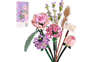 WUGU Bouquet de Fleurs, 547 PCS Fleurs Artificielles de Construction, Set de Fleurs Artificielles à Construire, Blocs de Construction Fleur Accessoires Décoratifs pour La Maison, Cadeau Créatifs