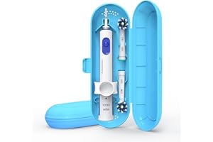 Poketech, custodia da viaggio per spazzolino elettrico Oral B, 1 manico e 2 testine premium, colore blu