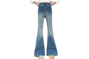 SEAUR Dziewczęce dżinsy skinny rozkloszowane dżinsy dzieci dzwon dół spodnie dżinsowe slim fit spodnie casual jeans elastyczny pas styl retro dla 5-14 lat