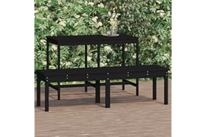 FIRBNUS 159,5x44x45 cm Banco jardín 2 plazas Madera Maciza Pino Negro Banco Jardin Exterior Banco Terraza Banco De Balcón Banco Madera Exterior Adecuado para Colocarlo En El Balcón Porche Jardín