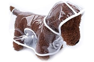 Voarge Chubasquero impermeable con capucha de nailon transparente, ajustable de PVC transparente, ultraligero, cortavientos antilluvia con capucha para perros pequeños y medianos.