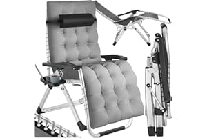 TecTake® Fauteuil de Jardin Chaise Longue Pliable & Inclinable avec Rembourrage, Repose Pieds, Accoudoirs, Appuie-tête Amovible Salon de Jardin Exterieur, Structure en Acier époxy, Mobilier