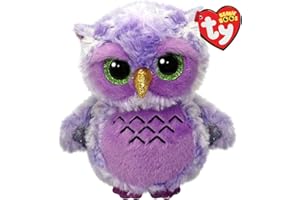 Ty Beanie Boos - Owlivia la Gufetta Viola con Occhi Verdi Grandi e Glitter, il Peluche con gli Occhi Grandi Scintillanti - 15 Cm - T37364