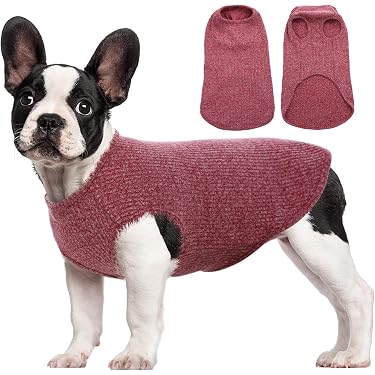 Cyeollo Hundepullover Mit Leinenloch – Rollkragen, Strickoptik, Winterkleidung Für Hunde, Größe L