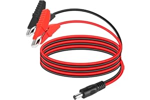 GELRHONR Battery Alligator Clips to DC5.5x2.1mm Extension Cord,12V Butterfly Type Battery Clamps to DC Battery Jumper Cable,for RV Battery,Car Fridge Portable Power Battery Pack-1M/3.2Ft