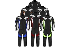 PROFIRST Motorcycle Suit Waterproof 2 Piece Cordura Fabric and CE Approved Armours - Motorbike Rider Jacket + Trouser Fully CE Protected Riding Suit