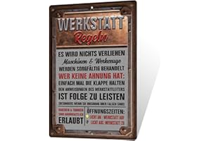 Putuo Decor Werkstatt Regeln Blechschild – Vintage Metallschild für Werkstatt, Garage, Männerhöhle, Mechaniker Deko