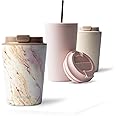 MAMEIDO Insulated Coffee Cup Travel Mug 350ml - Leakproof Coffee Flask BPA-Free, Tumbler for Hot & Cold Drinks Made of Stainless Steel (Pearl Marble, 0,35l)
