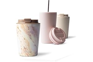 MAMEIDO Tazza da caffè termica 350 ml, Mug termico, Tazze termiche acciaio inox senza BPA, anti-perdita (Pearl Marble)