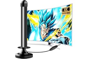 DTB TECH Antenne TV Intérieure Puissante TNT HD, 2024 Le Plus Antenne récent Puissante amplificateur Intérieure - 420KM Réception Longue Portée à 360° - Base magnétique Forte - pour Tous Les téléviseurs