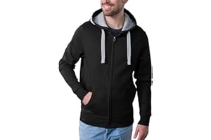 HRM Herren Hooded Jacket I Premium Kapuzenpullover Herren mit Kontrast-Innenfutter I Basic Hoodie mit Reißverschluss I Zip Hoodie I Hochwertige & nachhaltige Herren-Bekleidung