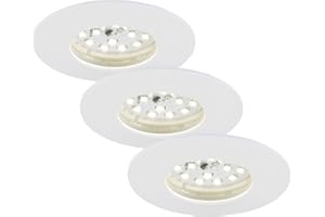 ‎BRILONER Briloner Leuchten 7231-036 LED Einbauleuchte, Einbaustrahler, LED Strahler, Spots, Deckenstrahler, Deckenspot, Lampen Wohnzimmer, led einbaustrahler 230v, Deckeneinbauleuchten, 5,5 Watt, 470 Lumen, dimmbar, Badezimmer / Bad geeignet IP44, energiesparend, 3er-Set, rund, weiß